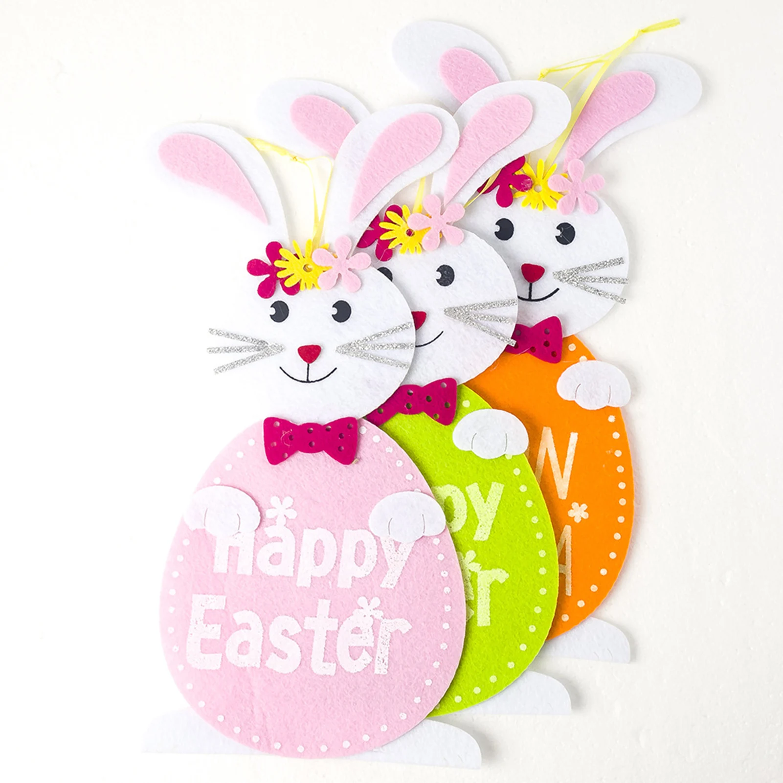 

Easter Rabbit Happy Easter Sign Hanging Round Decor For Window Wall Decoration Creative Painted Letters Rabbit Sign Hanging Deco