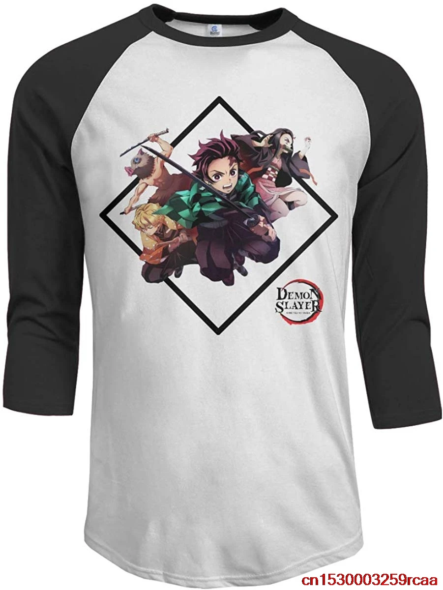 Kimetsu No Yaiba Мужская футболка для отдыха с рукавом 3/4 реглан унисекс мужская женская