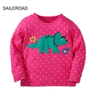 Новинка от SAILEROAD, футболки с длинным рукавом с изображением животных и носорогов, осень 2021, одежда для девочек, блузка для девочек, модные топы для детей
