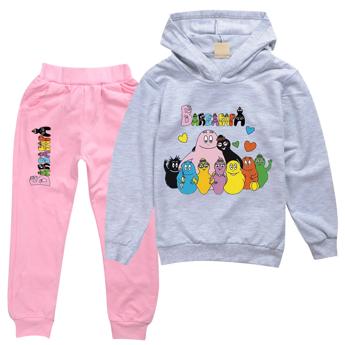 Barbapapa Cartoon Hoodies+Pants Sets Children Baby Girl Clothes Kids Sweatshirt Autumn Anime Printing Hooded Tops Clothing