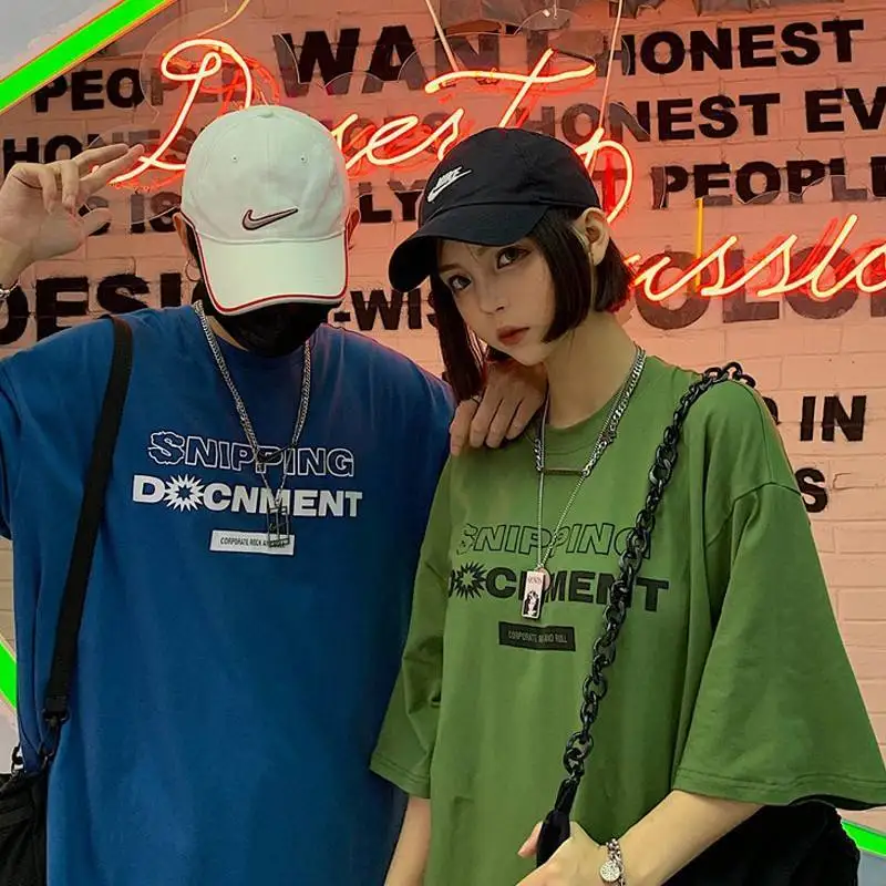 Летняя футболка с коротким рукавом в Корейском стиле Харадзюку Женская Базовая