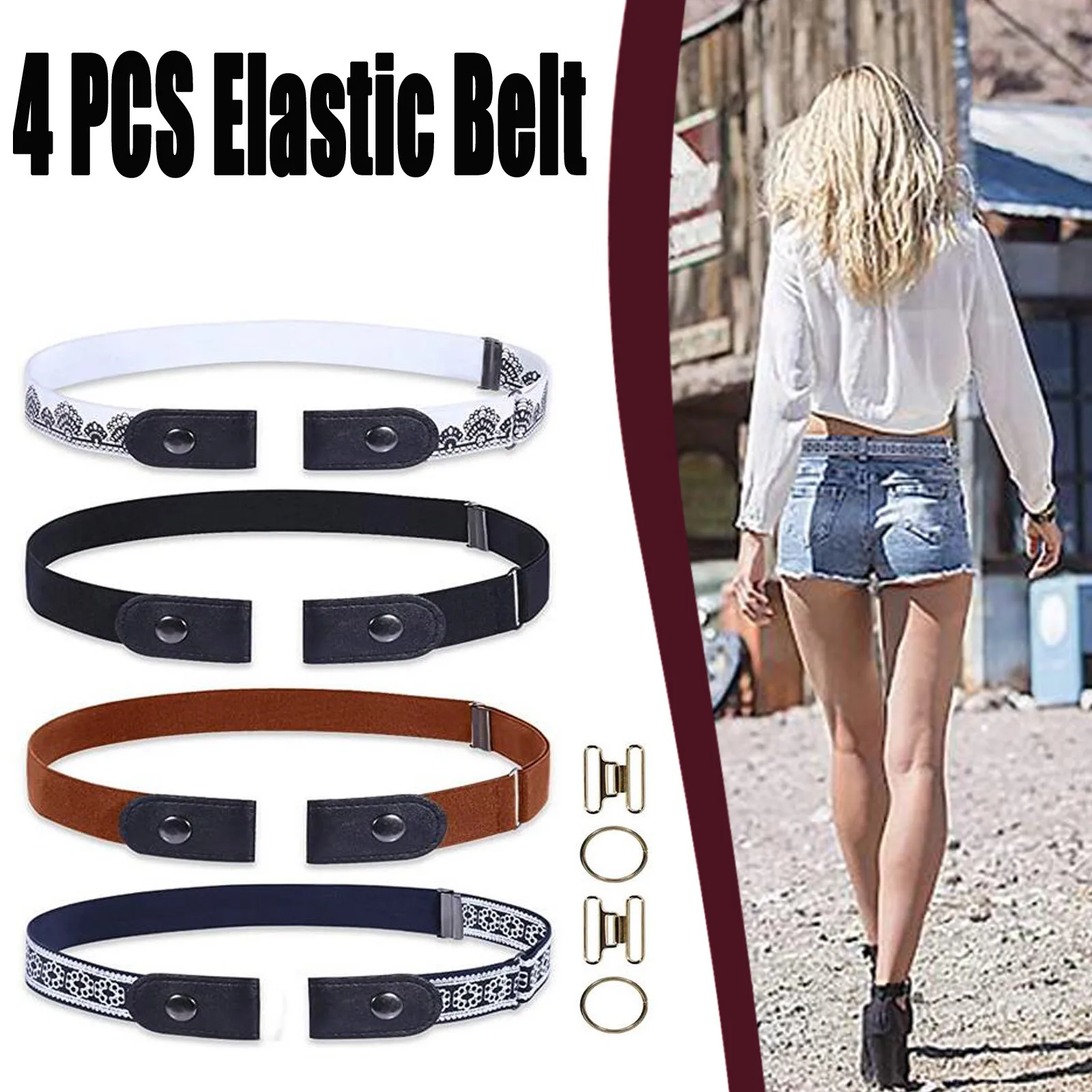

Sexy Girl Belts Hot Sale High Quality 4 Pcs Elastic Belt Without Buckle Belt Invisible Beltadjustable Stretch For Dropshipping