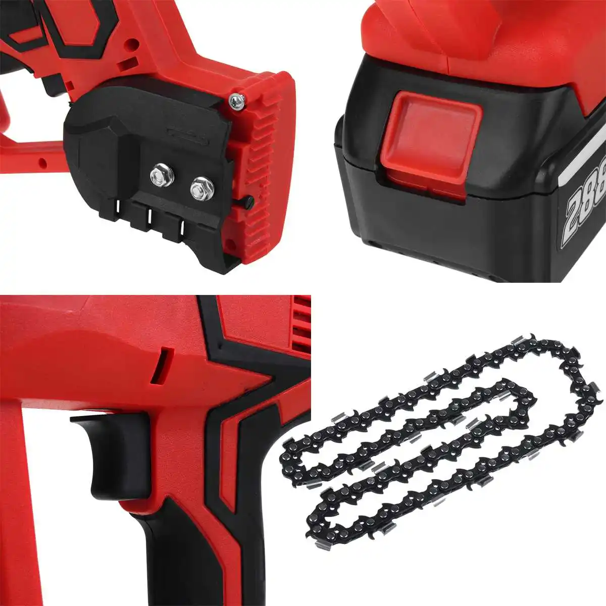 

8 Inch 288V Electric Saw Chainsaw with Portable Plastic Box 2PC Battery Kit Rechargeable Wood Cutter Also For Makita Battery