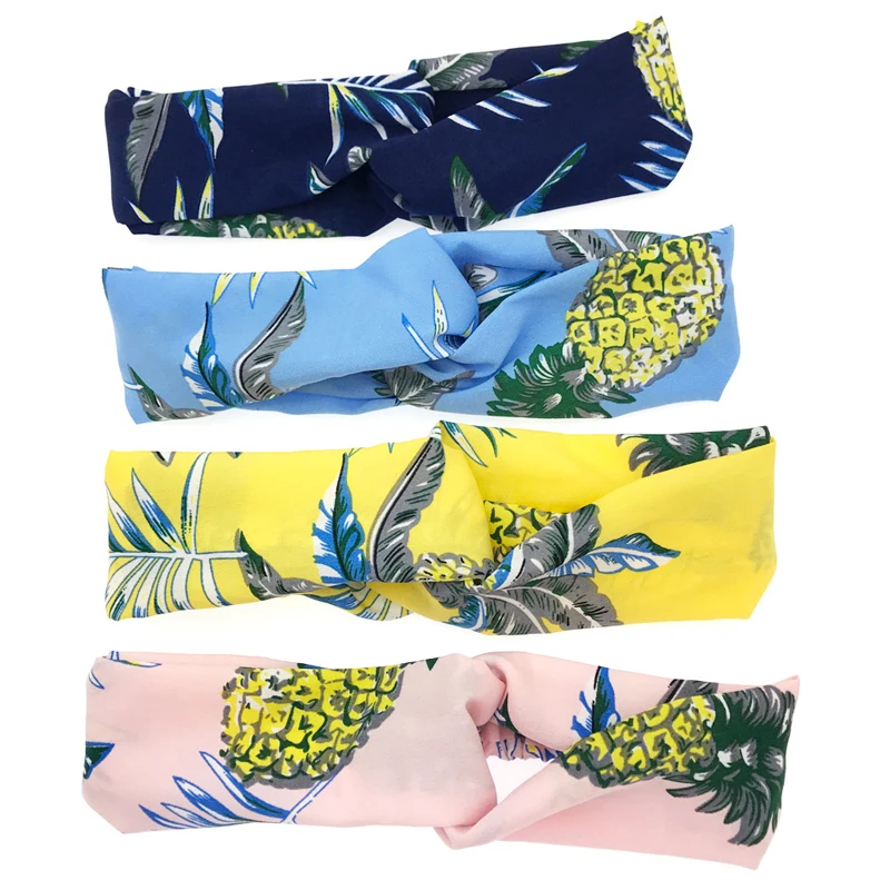 Women Retro Style Hairband Flower Printed Turban Cross Knot Headband Bandage Bandanas Ladies Hair Accessories |