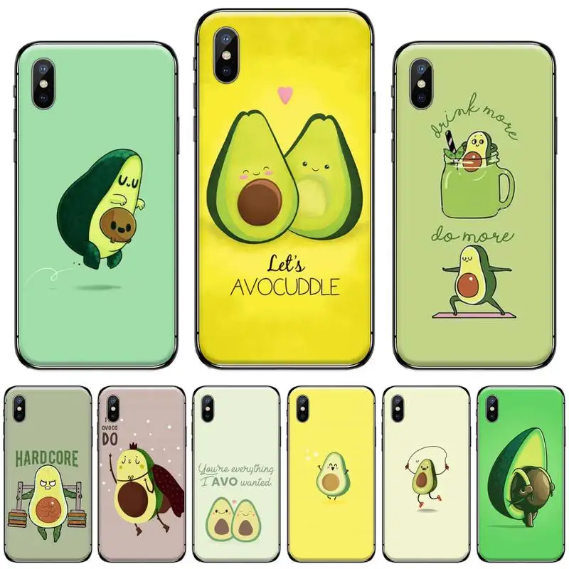 Авокадо милый мультфильм ТПУ черный чехол для телефона Корпус iphone 5 5s 5c se 6 6s 7 8 plus x