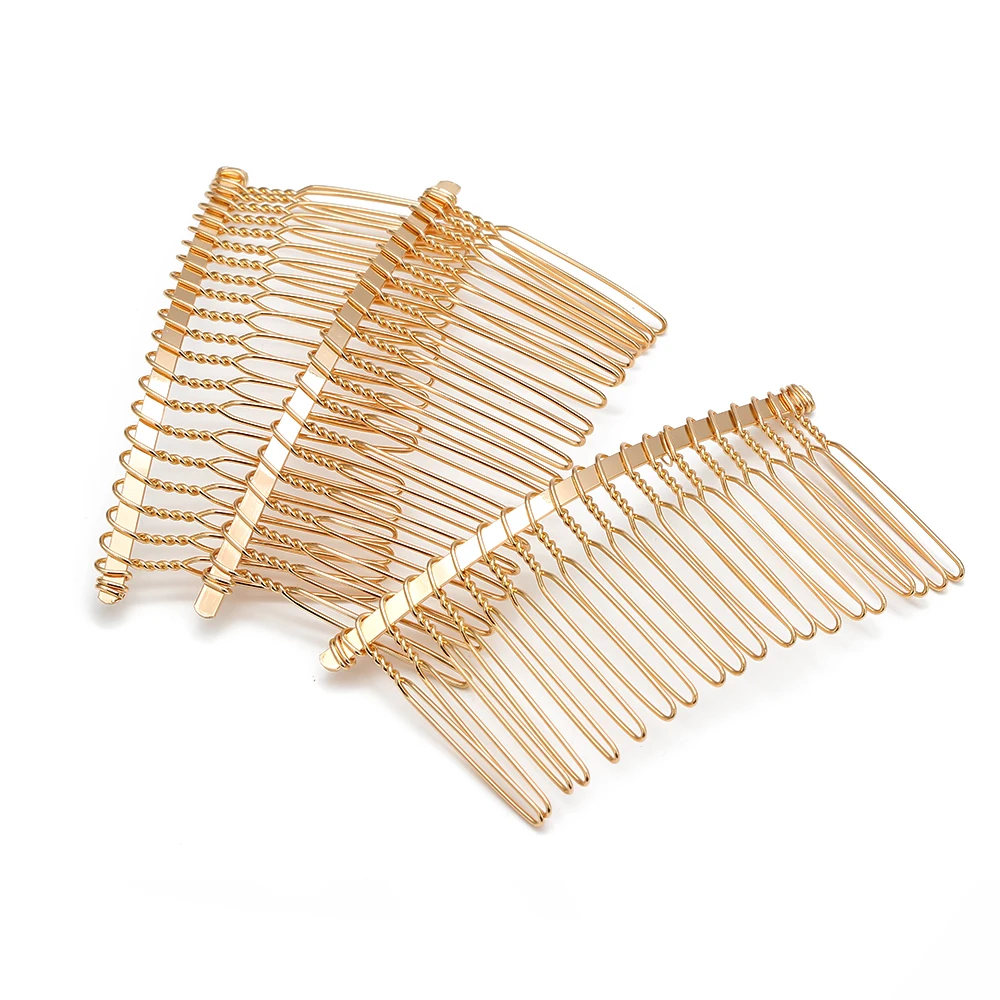 MEIBEADS 10pcs/lot DIY Hair Accessories Hair Supplies Steel Plate Inserted Comb Black Iron Silver 7.5* 3.6cm 20 Teeth UF7559