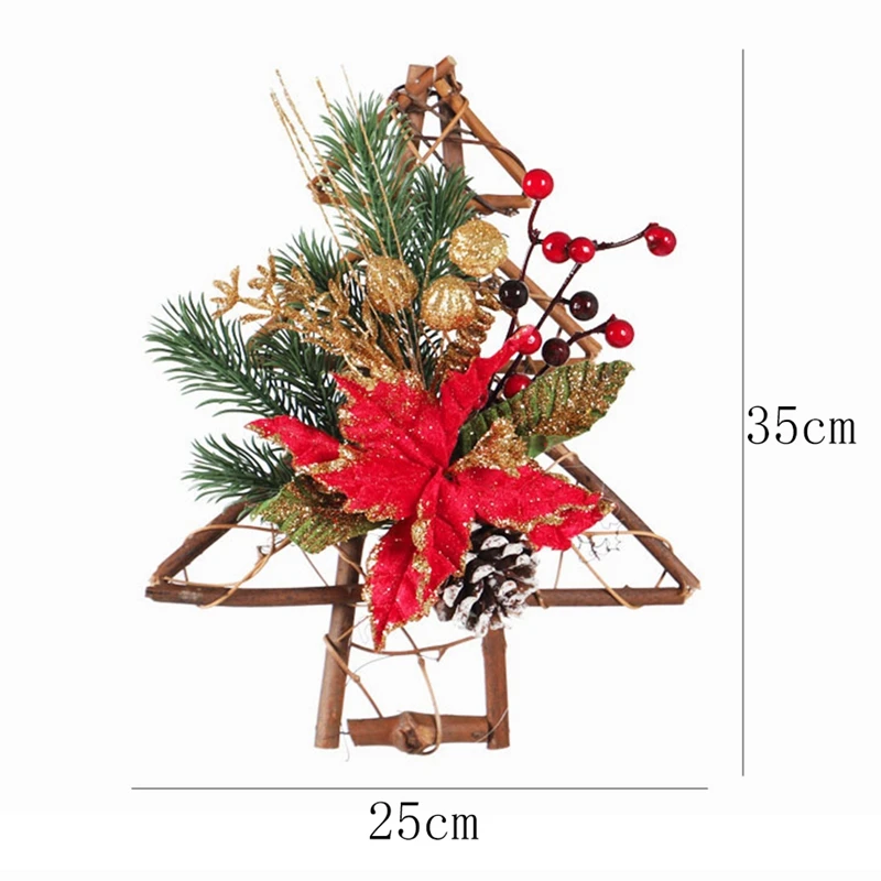 

Christmas Wreath Decoration - 12X10 Inch Pinecone Wreath with Christmas Tree Shape Wreath for Front Door Home Wall Decor