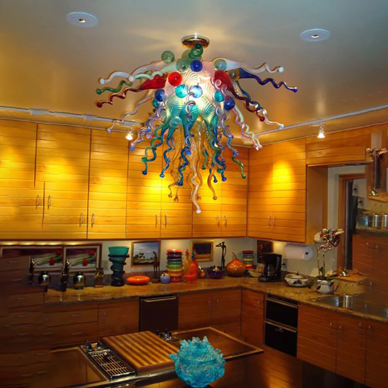 

Hot Modern Murano Glass Chandelier for Dining Kitchen Room Bar Shop Colored Glass Hanging Chandelier