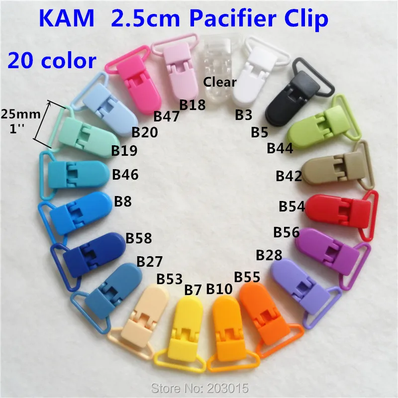 ( 20 color option ) DHL 1000pcs 1'' 2.5CM Hot D shape Kam Baby Plastic Dummy Pacifier Soother Holder Chain Clips for 25mm ribbon