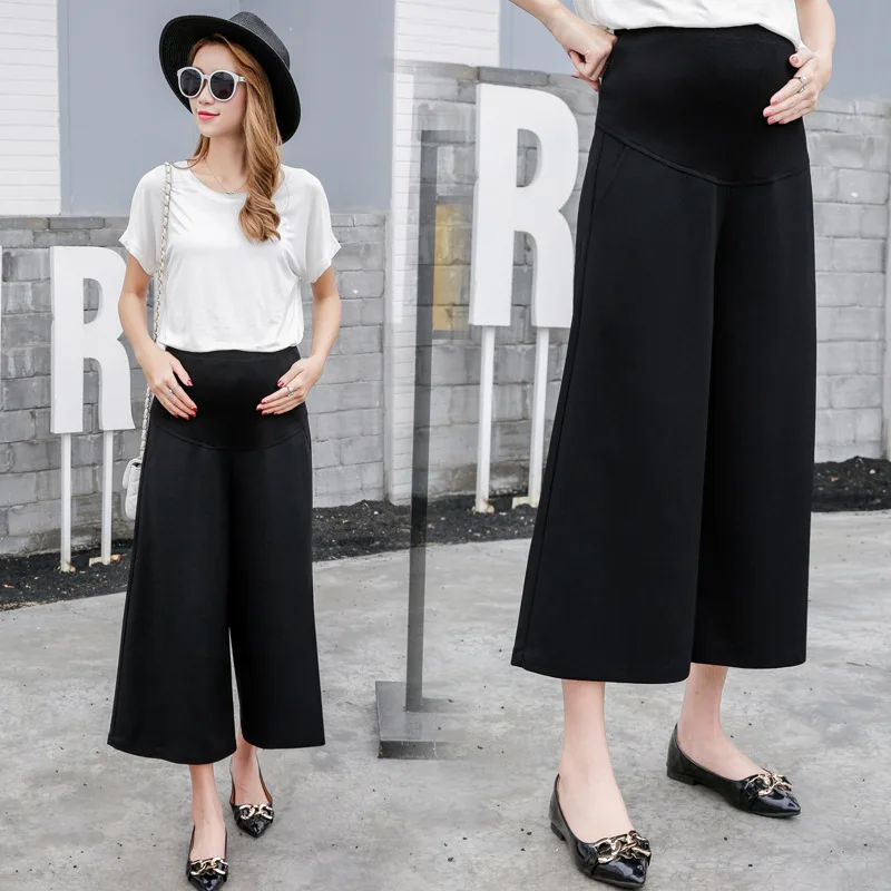 

2020 Spring and Summer New Pregnant Women Wide Leg Pants Maternity Pants Capri Summer Thin Fashion Mom Casual Pants