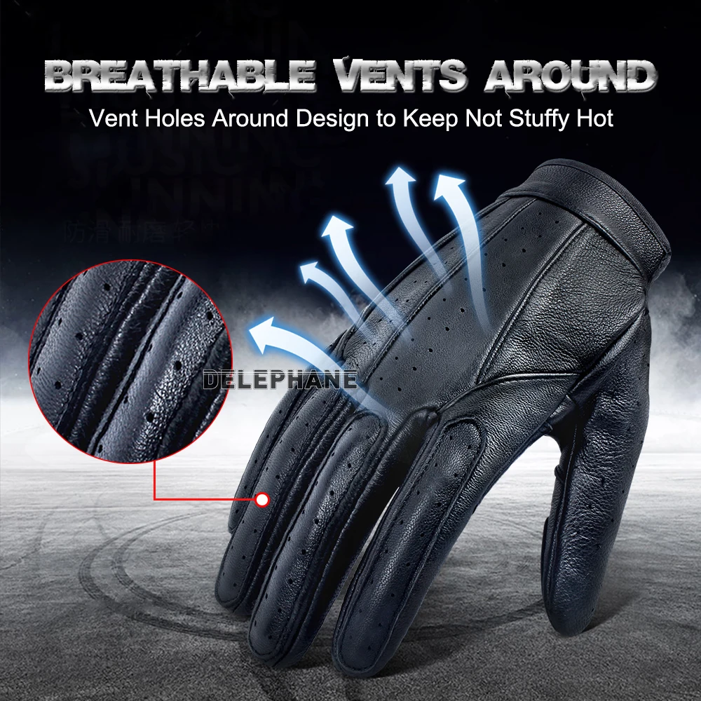 Летние зимние кожаные перчатки дышащие мотоциклетные с полным пальцем женские