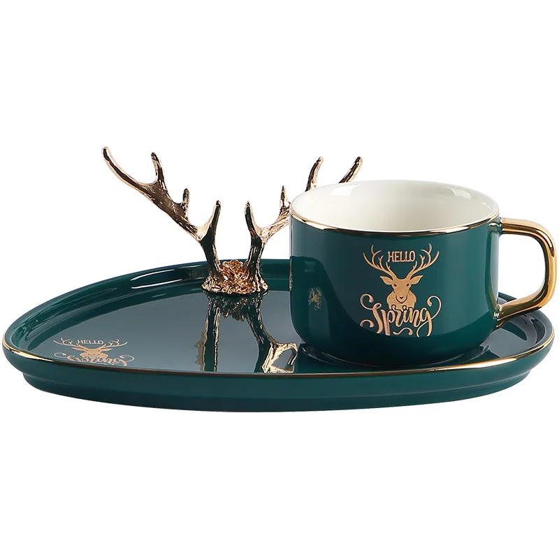 Европейская роскошная керамическая офисная кофейная чашка и блюдце набор