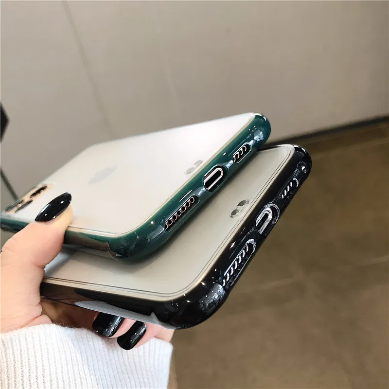 

Matte Transparent Phone Case For iPhone 12 11 Pro Max XR X XS Max 8 7 6S Plus Silicone Frame Shockproof Acrylic Clear Back Cover
