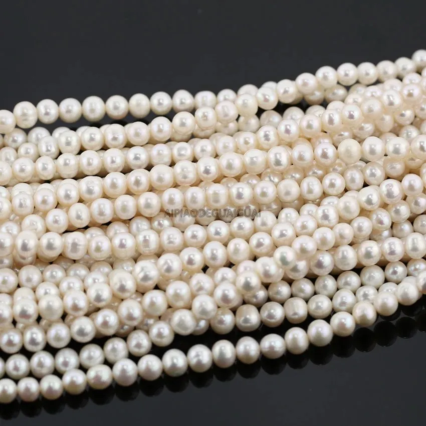 

APDGG Genuine Natural wholesale 5strands 8mm AA- round white pearl strands loose beads women lady jewelry DIY