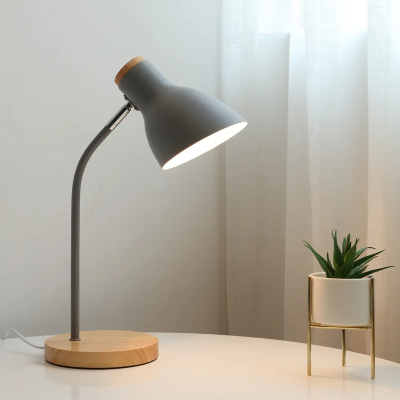 Modern Wood Table Lamp 6 Colours Metal Shade Desk lamp Bedside Bedroom Dimmable adjustable Reading Light Decor Lighting | Освещение