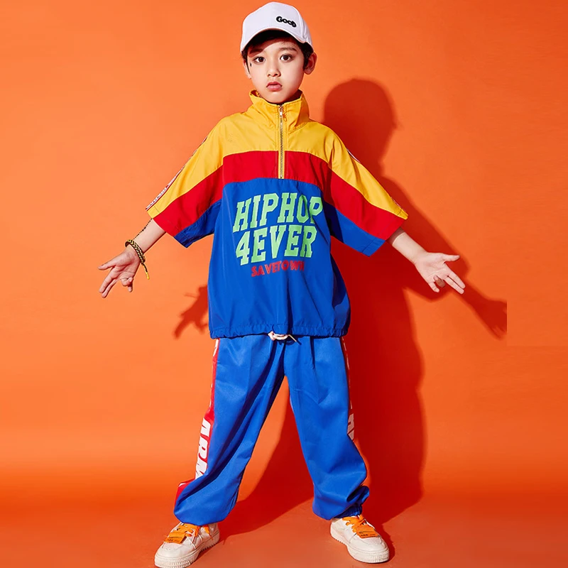 

2021 Hip Hop Dance Costumes For Kids Street Dance Outfits Girls Boys Short Sleeved Loose Pants Suit Performance Clothes DN8000