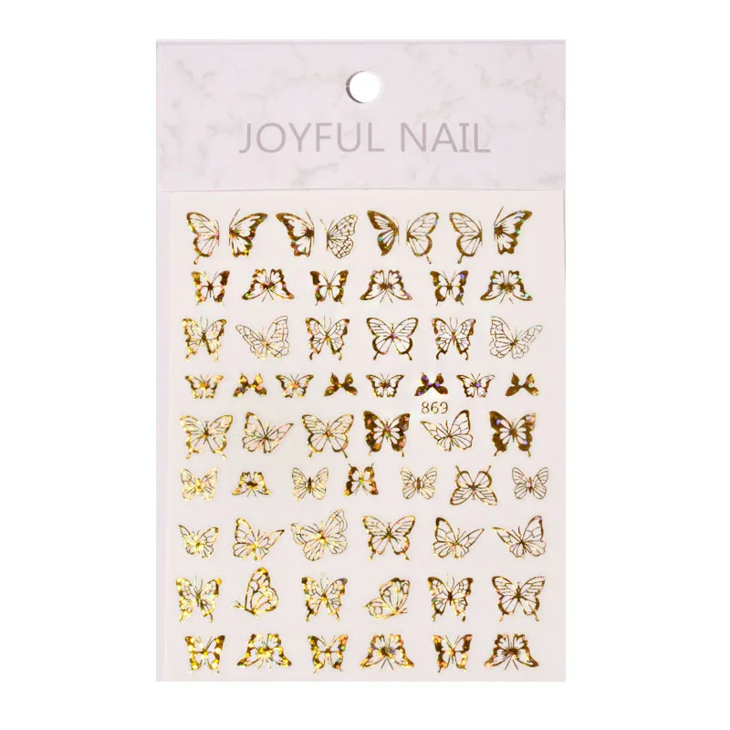 

New 1 Set of Nail Art Bronzing Laser Cat's Eye Butterfly 3D Hollow Gold Color DIY Super Flash Holographic Nail Decal Decoration
