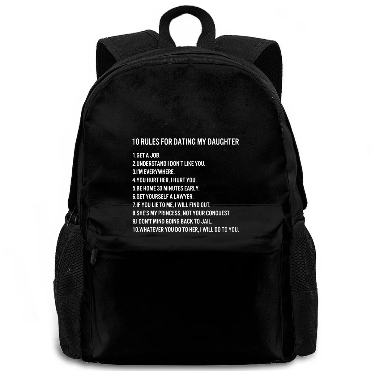 

Графический эффект черный-10 правил на сегодняшний день для моей дочери новый-рюкзак для мужчин и женщин для ноутбука для путешествий школьн...