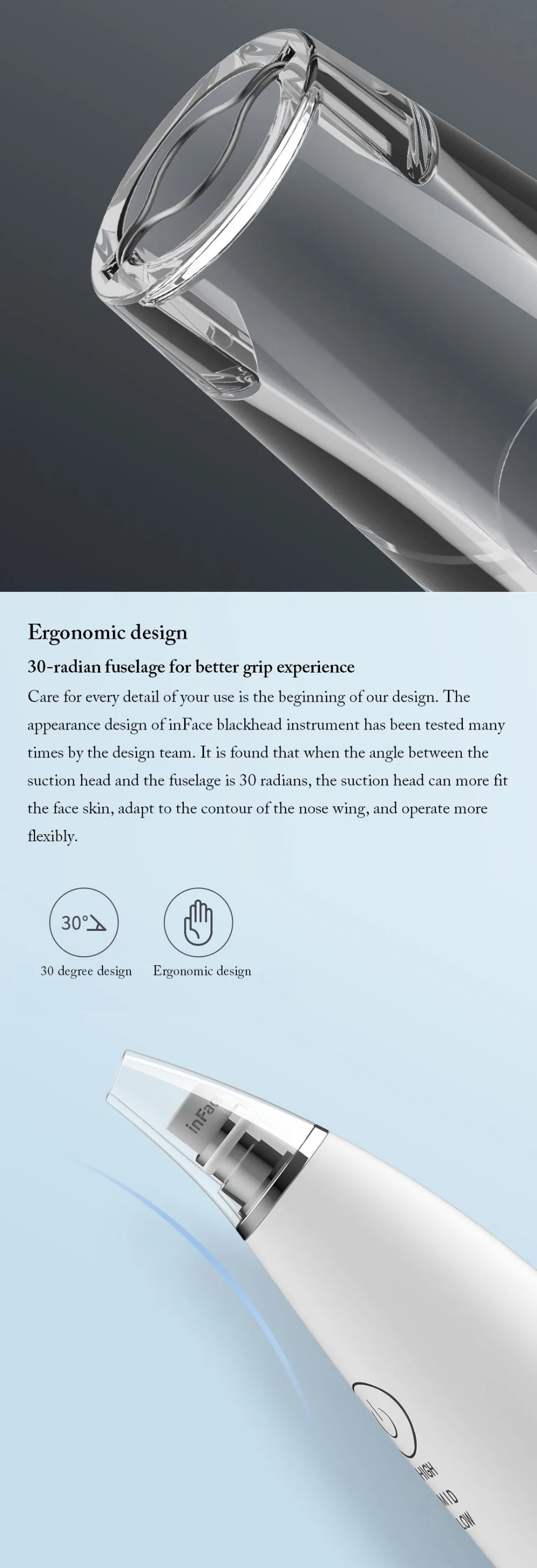 Xiaomi InFace Electric Blackhead Remover Vacuum Suction Dermabrasion Acne Pore Peeling Face Clean Facial Skin Care Beauty Tools