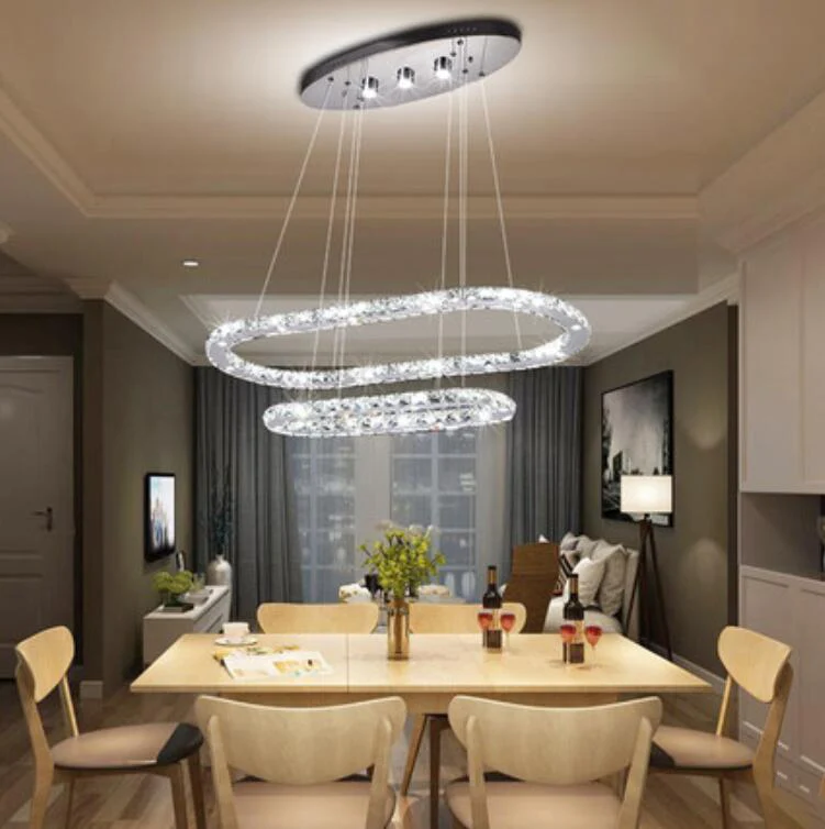 HAIXIANG светодиодный Овальный хромированный светильник подвесной для столовой