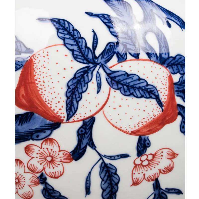 Chinese style hand painted longevity peach meiping vase ceramic living room porch bogujia model soft flower vases | Дом и сад