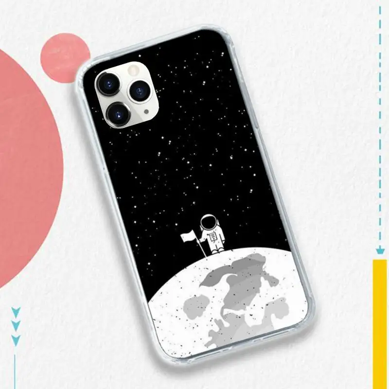 

Black Moon Stars Space Astronaut Phone Case for iPhone 11 12 pro XS MAX 8 7 6 6S Plus X 5S SE 2020 XR