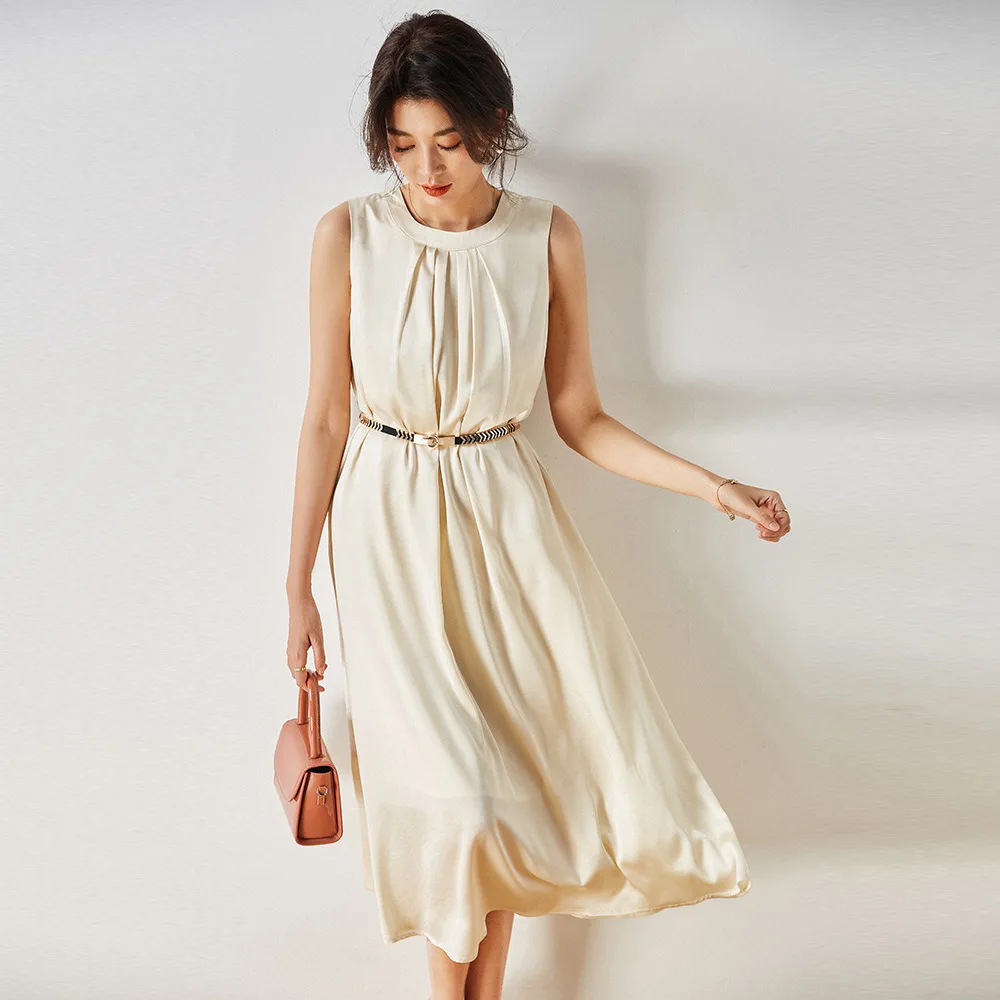 Женское платье-трапеция с круглым вырезом красное элегантное Свободное длинное