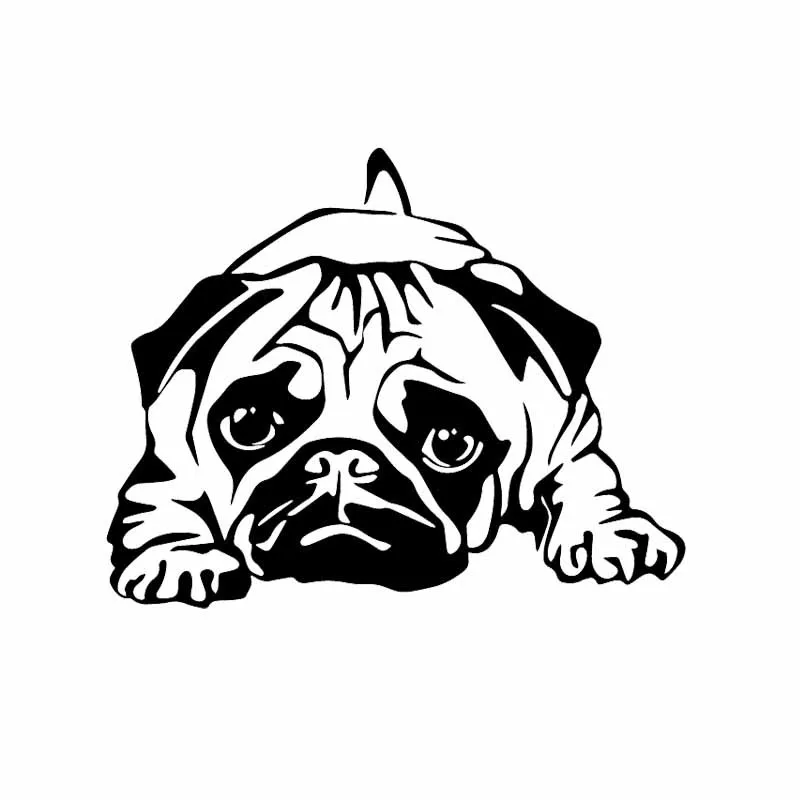 

Personalized Cartoon Car Stickers Cute Pug Dog Motorcycle Cover Scratches Bumper Windshield Accessories PVC 15*12cm