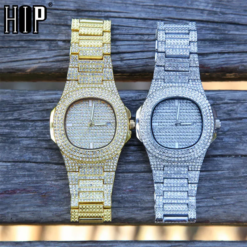 Часы наручные мужские/женские кварцевые золотистые в стиле хип хоп|Женские часы|