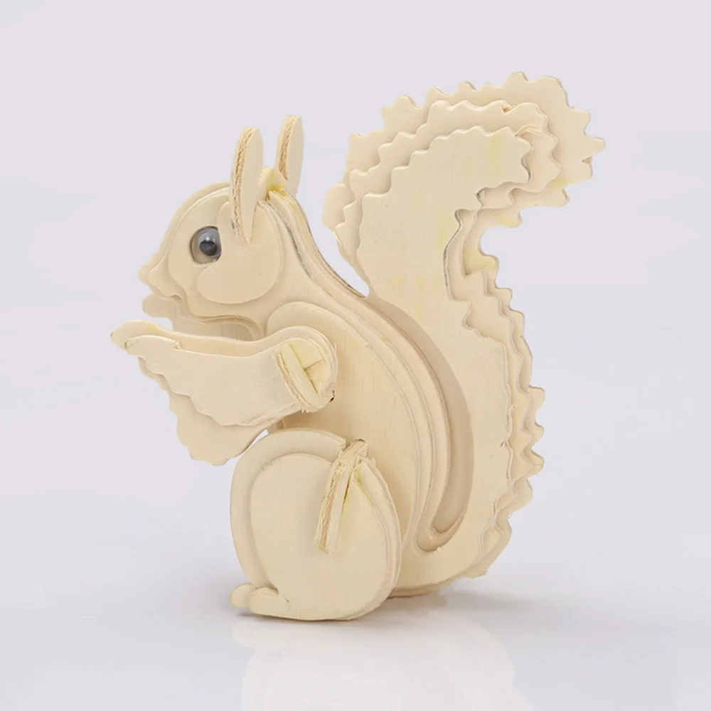 

3D Wooden Puzzles Animal Squirrel Educational for Kids and Adults
