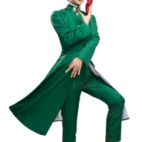 jojo bizarre adventure cosplay kakyoin noriaki cosplay clothing green student uniform long trench coat