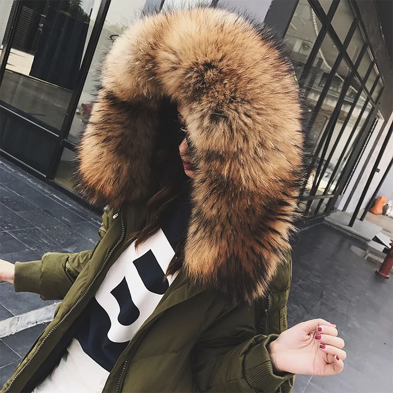 Женский пуховик зима 2019 новая мода большой меховой воротник толстый свободный