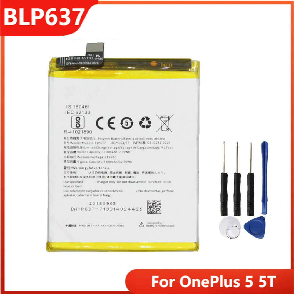 

Оригинальный аккумулятор BLP637 для телефона OnePlus 5 5T One Plus 1 + 5 1 + 5T, сменные аккумуляторные батареи 3300 мАч