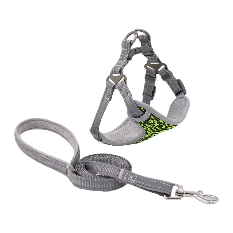 Воздухопроницаемая шлейка для собак Светоотражающая щенков и поводок мягкая