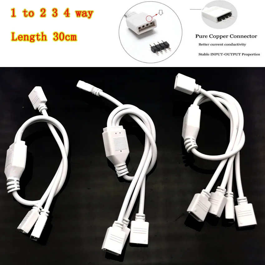4 Pin RGB Соединительный кабель 1 до 2 3 порта светодиодный разветвитель кабеля