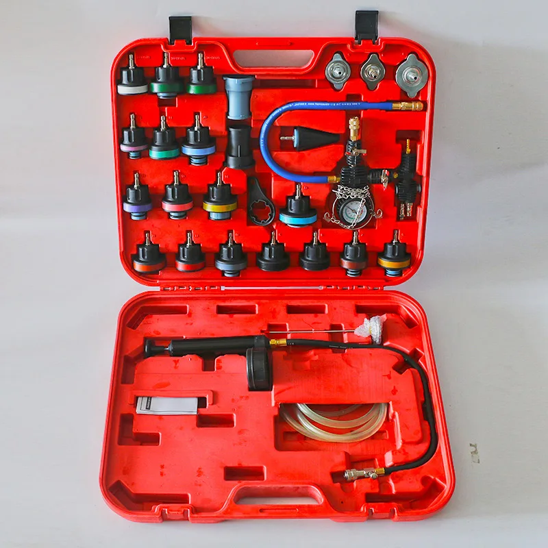 

Water Tank Aluminum Alloy Car Water Tank Leak Detector Antifreeze Coolant Replacement Tool 28 pcs LZ-12