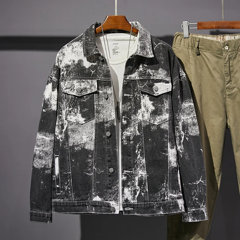 Printed Denim Jacket Men Korean Version 