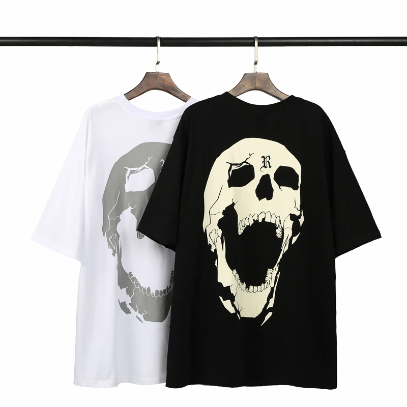 

2021ss REVENGE XXXtentacion Bones Skull Reflective T Shirts Men Women 1:1 High Quality Top Tees Short Sleeve Streetwear Tshirt