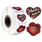 Круглые наклейки с надписью спасибо, 500 шт., наклейки в виде цветов и сердечек для свадебных торжеств, канцелярские наклейки