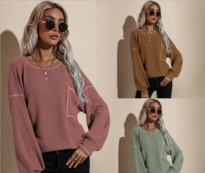 

Hot Women's 2021 Autumn Winter New Thin Top Loose Long Sleeve Sweater Size S-XL