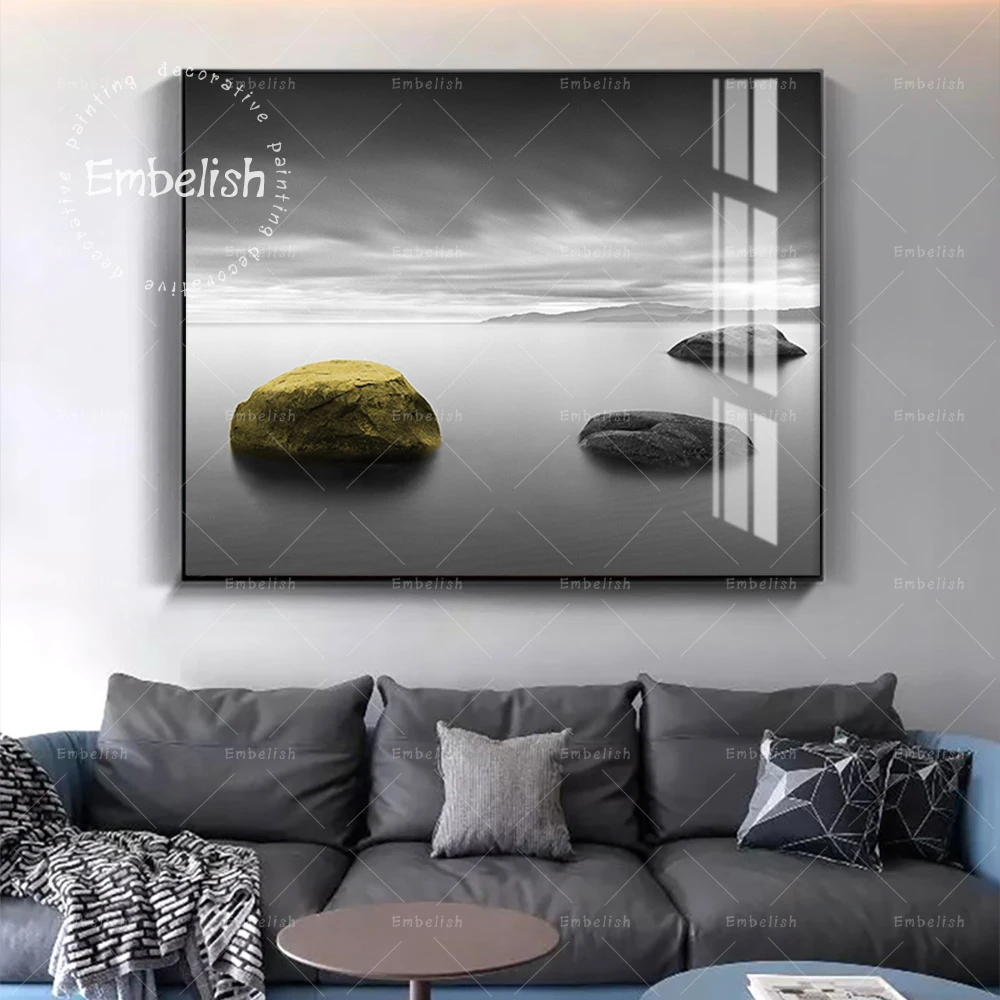 

Embelish Modern Fashion Landscape Golden Stone On The Lake Qaulity Pictures For Home Decoration HD Canvas Painting Living Room