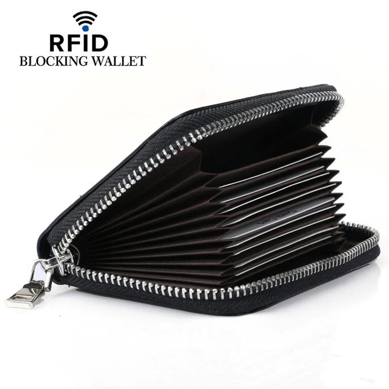 RFID кошелек из натуральной кожи короткий секционный многопозиционный для мужчин