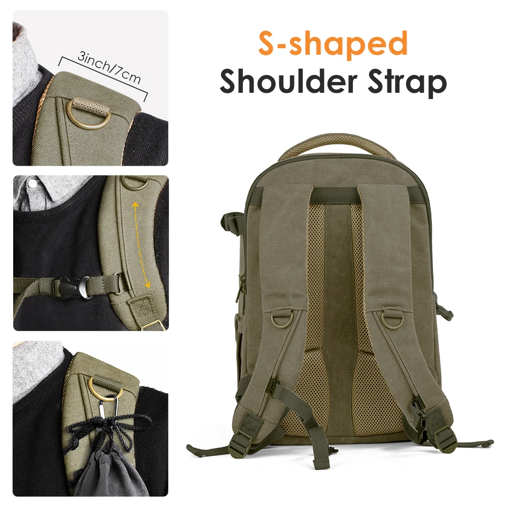 kf concept camera backpack stylish canvas photography bag with rain cover for dslr camera 14 inch laptop tripod lenses free global shipping