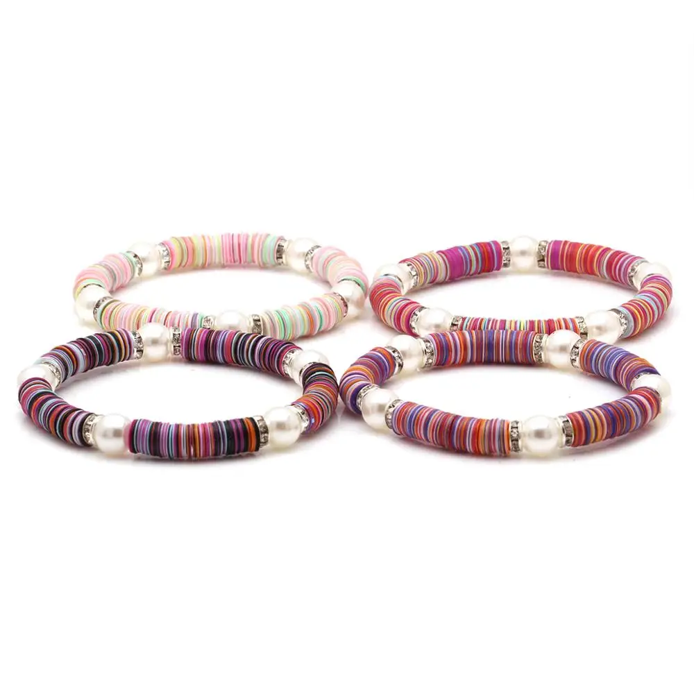 Разноцветные африканские виниловые диски в стиле бохо растягивающийся браслет