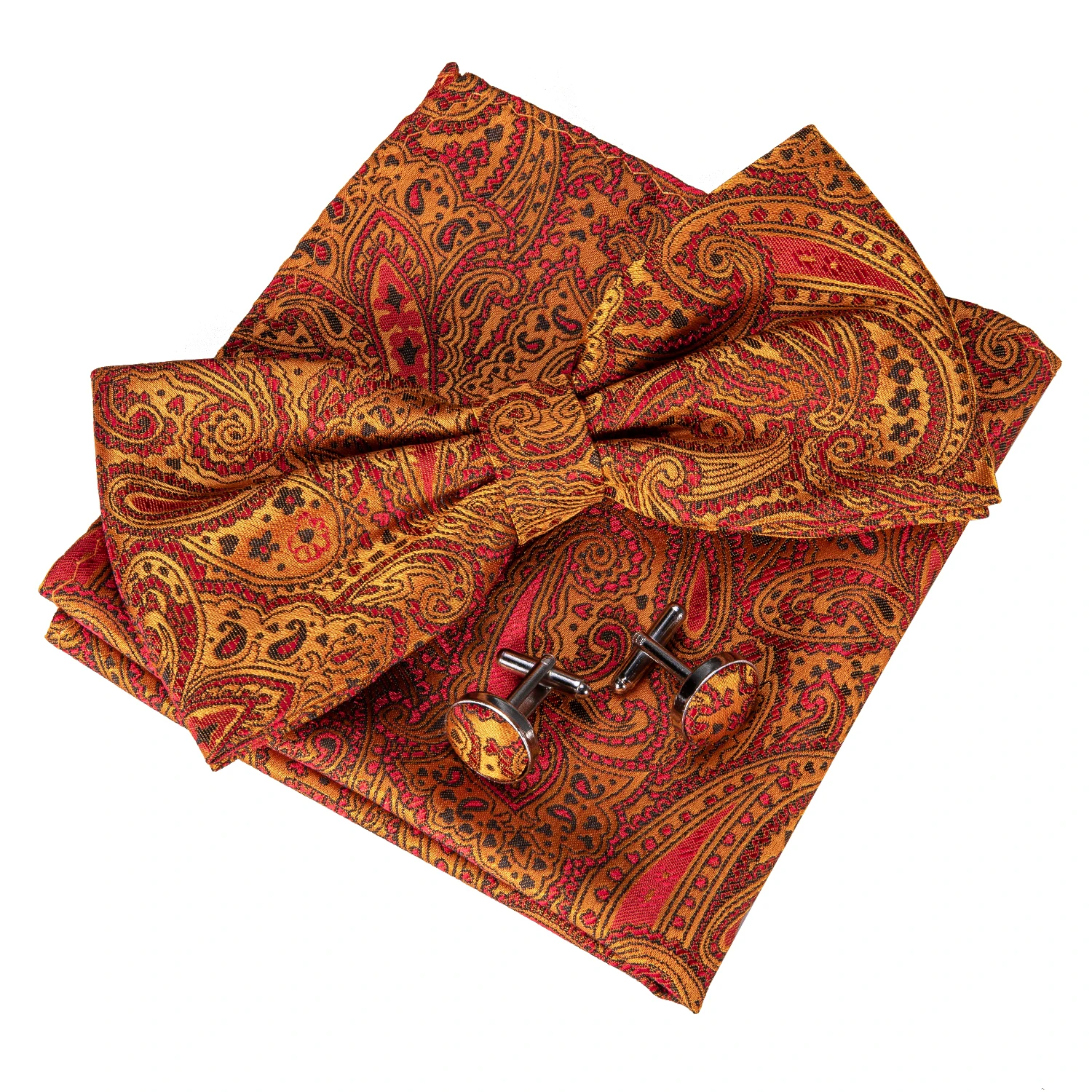 Оранжевый Шелковый галстук-бабочка с пейсли для мужчин свадебные аксессуары