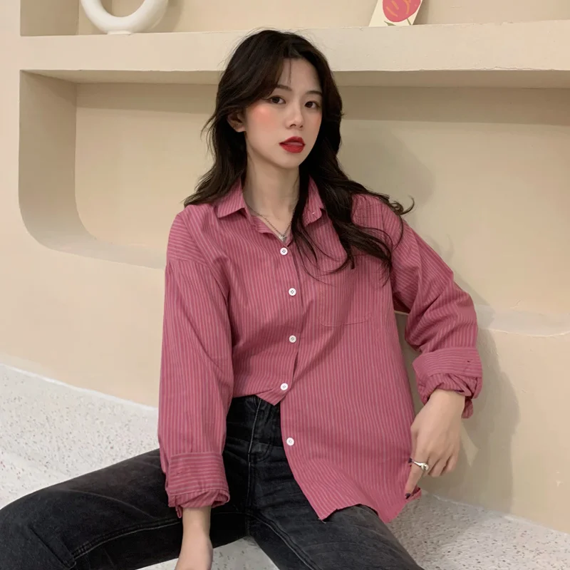 

Рубашка женская в Вертикальную Полоску, с принтом