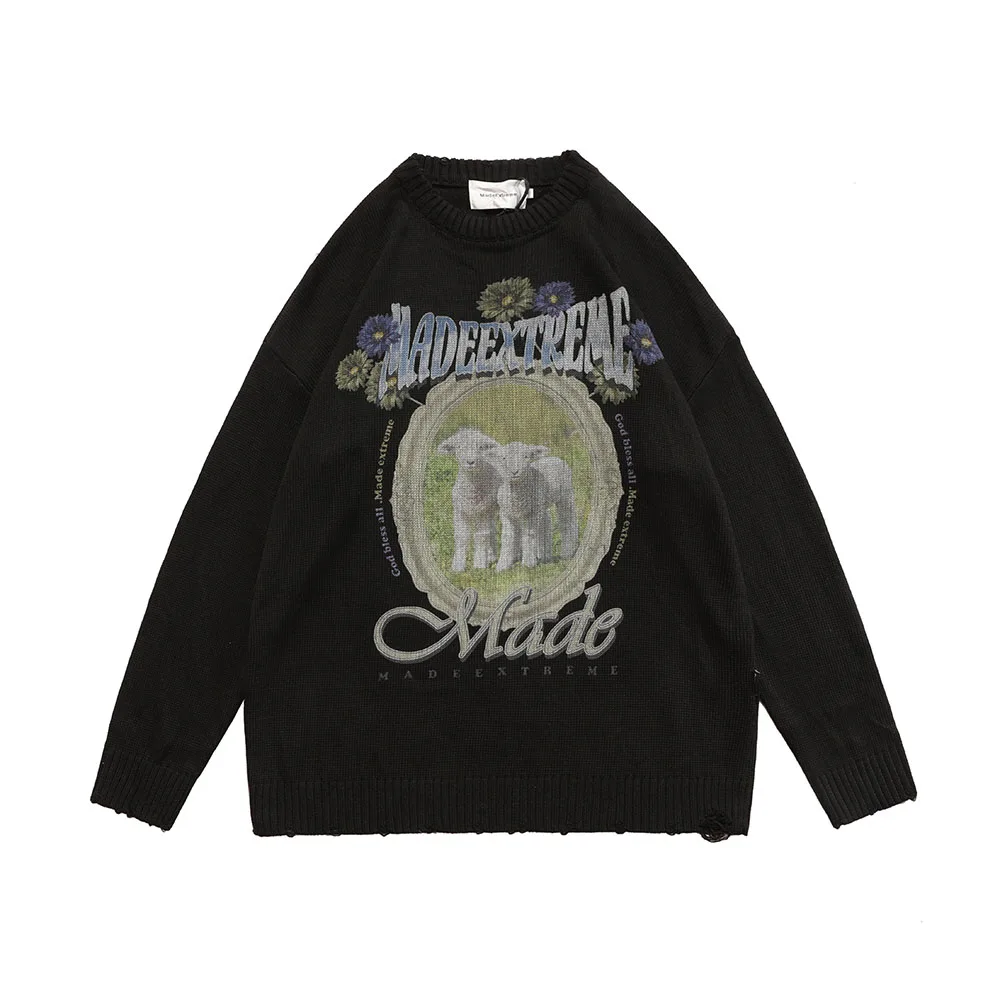 

Vintage Long Sleeve Winter Dark Aesthetics Gothic Goth Clothes Women 2021 Oversized Sweaters Tops Streetwear