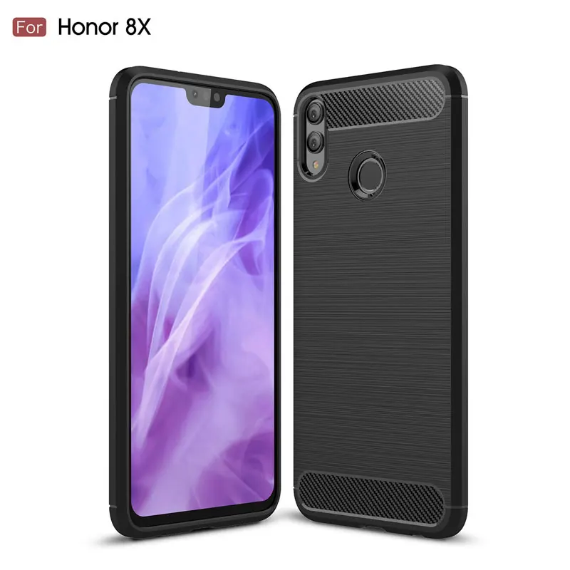 Матовый Силиконовый нескользящий чехол из углеродного волокна для Honor8, Hono9, Honor10, Honor8X, Honor20, Honor30, тонкий противоударный мягкий чехол из ТПУ
