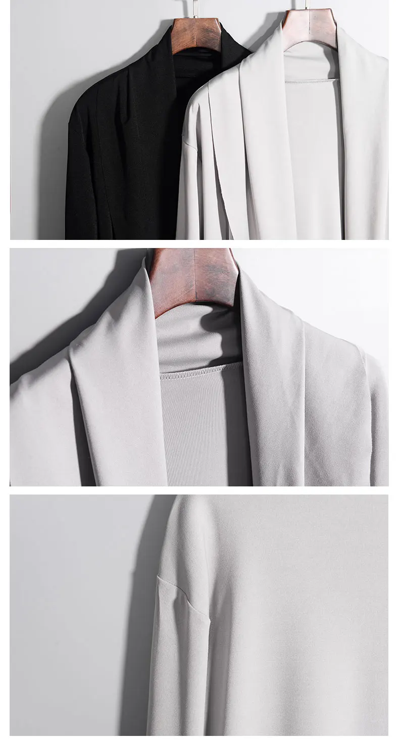 

Men Spring In The Long Cape cape Fashion Sag Casual Cardigan Coat Solid Color Senior Windbreaker Male