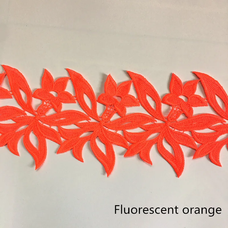 1 yard Fluo orange 20 ярдов 12 см пользовательские цвета белый вышитый водорастворимый кружевной ткани DIY аксессуары для одежды кружевной отделкой шитье ремесло DB-DZ1 - Цвет: 1 yard Fluo orange